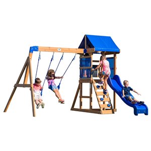 Backyard Discovery Aurora CHilds Outdoor Swing Set 9-ft x 10.25-ft x 7.67-ft  H