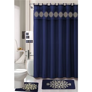 Nova Home Collection 36-in x 24-in Polyester Memory Foam Bath Mat Set in Navy Blue - 18-Piece