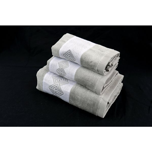 Marina Decoration Grey Cotton Bathroom Towel - Set of 3