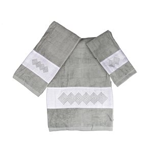 Marina Decoration Grey Cotton Bathroom Towel - Set of 3