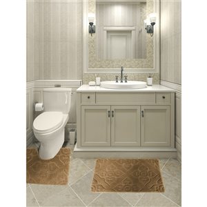 Nova Home Collection 36-in x 24-in Polyester Memory Foam Bath Mat Set in Taupe - 2-Piece