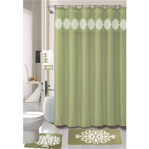 Nova Home Collection 27.5-in x 17-in Polyester Memory Foam Bath Mat Set in Green - 18-Piece