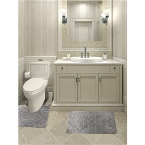 Nova Home Collection 36-in x 24-in Polyester Memory Foam Bath Mat Set in Silver - 2-Piece
