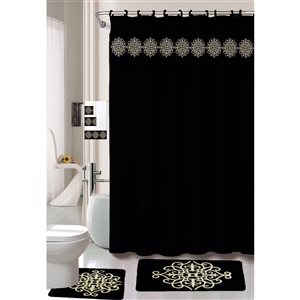 Nova Home Collection 27.5-in x 17-in Polyester Memory Foam Bath Mat Set in Black - 18-Piece