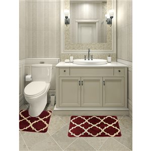 Nova Home Collection 36-in x 24-in Polyester Memory Foam Bath Mat Set in Burgundy - Pack of 2