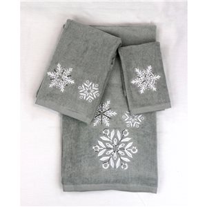 Marina Decoration Grey Cotton Christmas Bathroom Towel - Set of 3