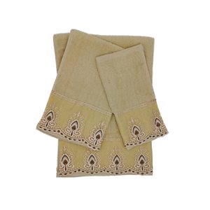 Serviette de bain en coton par Marina Decoration, or, ens. de 3
