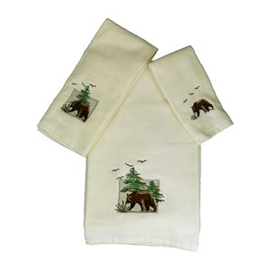 Serviette de bain en coton par Marina Decoration, blanc cassé, 3 mcx