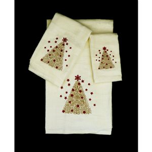 Marina Decoration Gold Cotton Christmas Bathroom Towel - Set of 3