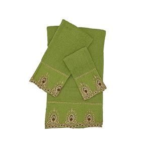 Marina Decoration Green Cotton Bathroom Towel - 3-Piece