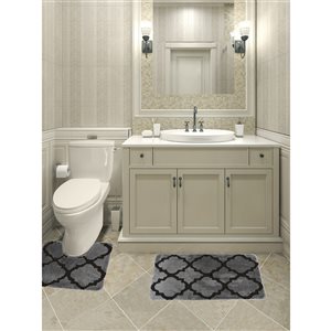 Nova Home Collection 32-in x 20-in Polyester Memory Foam Bath Mat Set in Silver - Pack of 2