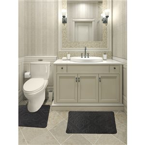 Nova Home Collection 36-in x 24-in Polyester Memory Foam Bath Mat Set in Grey - 2-Piece