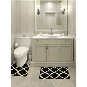 Nova Home Collection 36-in x 24-in Polyester Memory Foam Bath Mat Set in Black - Pack of 2