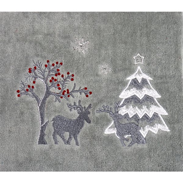 Marina Decoration Silver Cotton Christmas Bathroom Towel - Set of 3