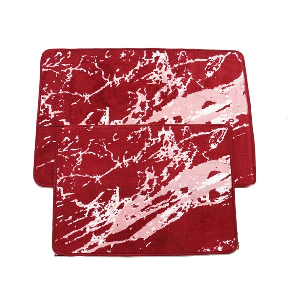 Nova Home Collection 31-in x 20-in Polyester Bath Mat Set in Burgundy - Pack of 2