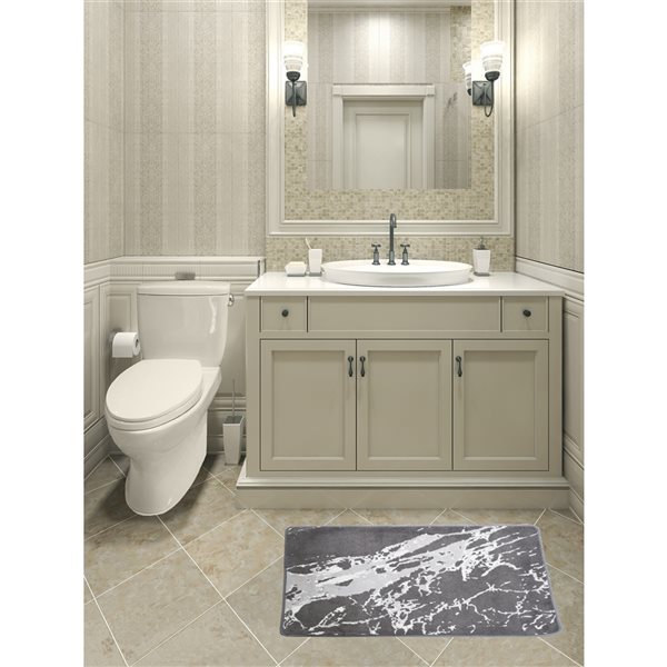 Nova Home Collection 31-in x 20-in Polyester Bath Mat Set in Grey - Pack of 2