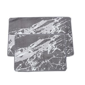 Nova Home Collection 31-in x 20-in Polyester Bath Mat Set in Grey - Pack of 2