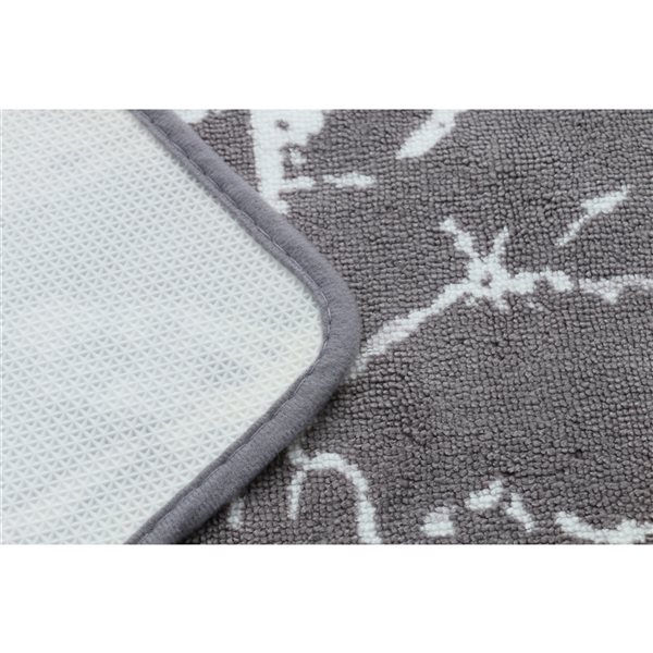 Tapis de baignoire en polyester par Nova Home Collection, 31 po x 20 po, gris