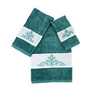 Marina Decoration Turquoise-Blue Cotton Bathroom Towel - Set of 3
