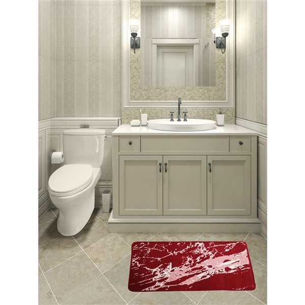 Tapis de baignoire en polyester par Nova Home Collection, 31 po x 20 po, bourgogne