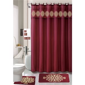 Nova Home Collection 27.5-in x 17-in Polyester Memory Foam Bath Mat Set in Burgundy - 18-Piece