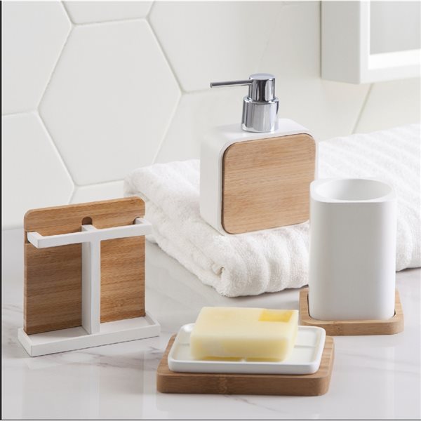 Marina Decoration Taupe and White Soap and Lotion Dispenser BAALPLD