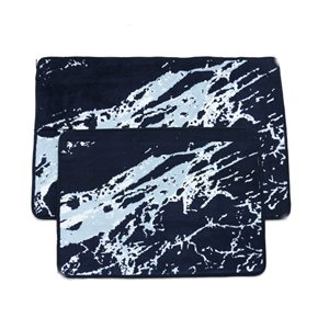 Nova Home Collection 31-in x 20-in Polyester Bath Mat Set in Navy Blue - Pack of 2