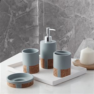 Marina Decoration Grey/Taupe Plastic Bath Accessory Set - 4-Piece