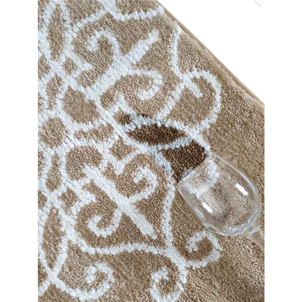 Ens. de tapis de baignoire en mousse viscoélastique/polyester par Nova Home Collection, 36 po x 24 po, taupe, 18 mcx