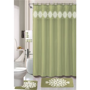Nova Home Collection 36-in x 24-in Polyester Memory Foam Bath Mat Set in Green - 18-Piece