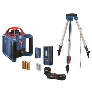 Bosch GRL1000-20HVK 1000-ft Red Beam Self-Levelling Rotary 360° Laser Level Kit with Plumb, Level and Square Display