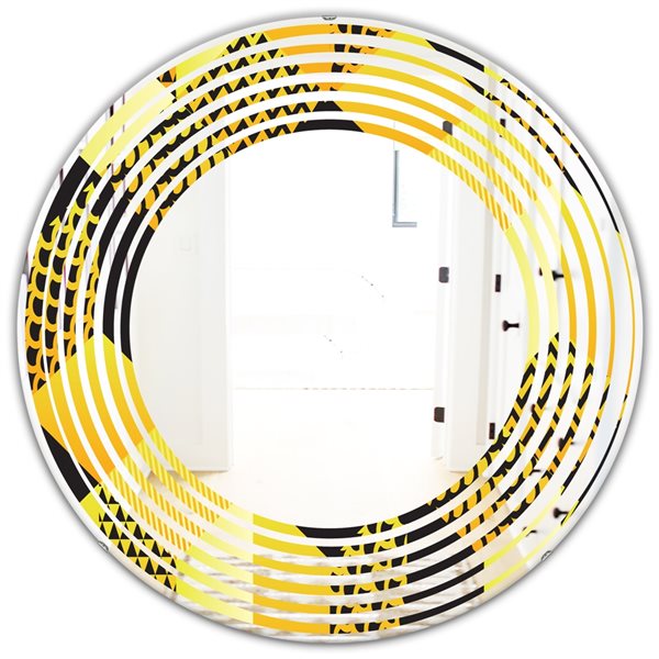 Designart 24-in Retro Hexagon Pattern II Modern Round Wall Mirror ...