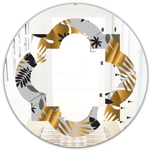 DesignArt 24-in Geometric luxury jungle foliage pattern Modern Round Wall Mirror