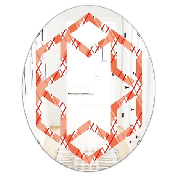 Designart 31.5-in x 23.7-in Retro Checkered Pattern I - Oval Wall Mirror