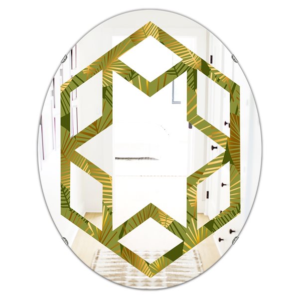 Designart 23.7-in x 31.5-in Golden Leaves I Oval Wall Mirror | RONA