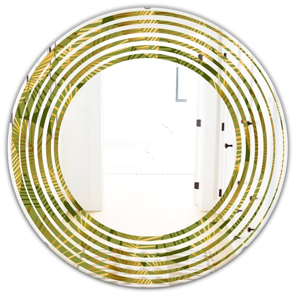 Designart 24-in x 24-in Golden Leaves I Modern Round Mirror MIR24221-C2 ...