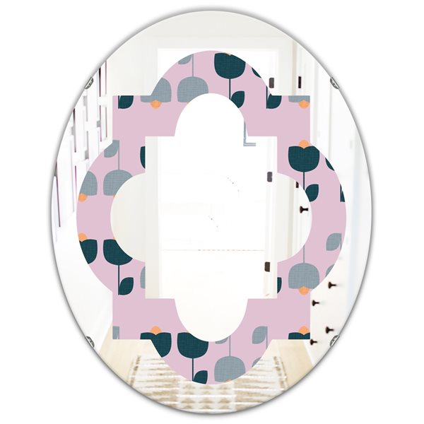 Designart 31.5-in x 23.7-in Retro Floral Pattern XIII Modern Oval Mirror