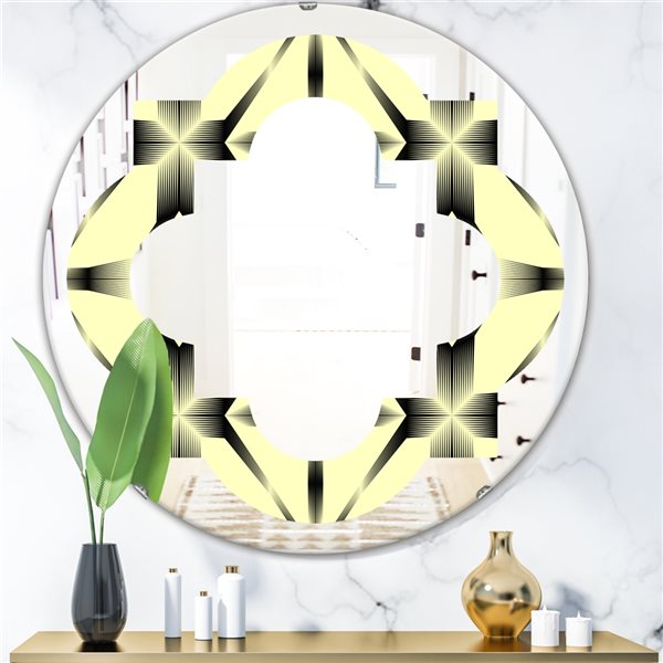Designart 24-in Oriental Ornament. Flower Pattern Modern Round Wall Mirror