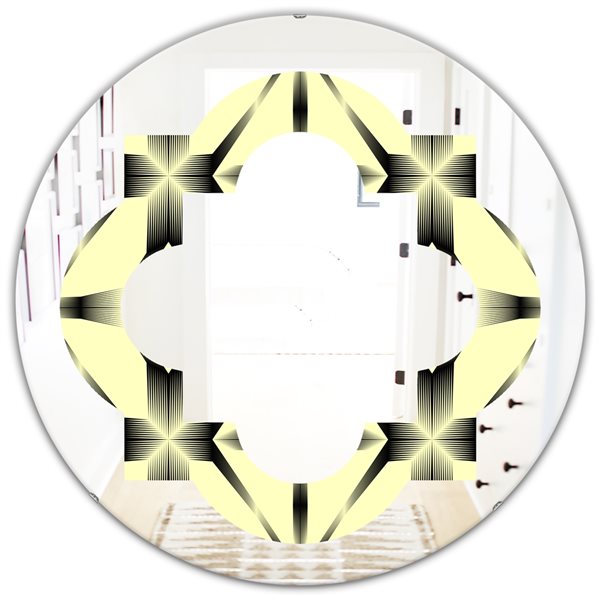 Designart 24-in Oriental Ornament. Flower Pattern Modern Round Wall Mirror