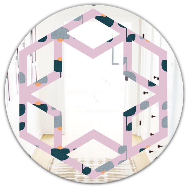 Designart 24-in Retro Floral Pattern XIII Round Wall Mirror MIR24241-C5 ...