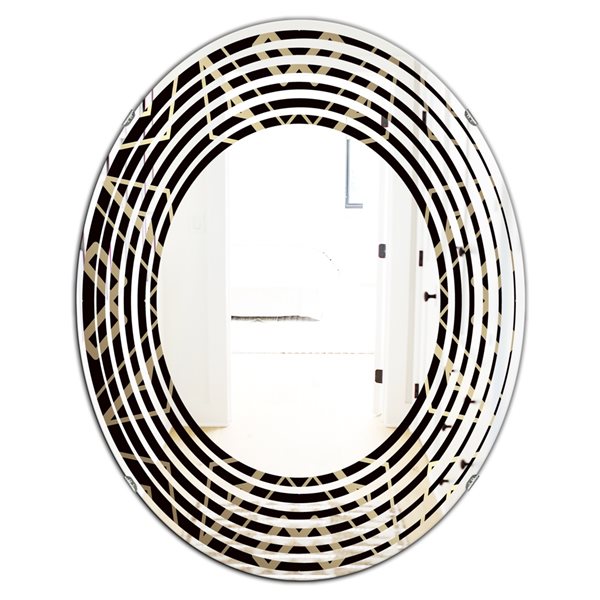 Designart 23.7-in x 31.5-in Black and Gold Art Deco Pattern Modern Oval ...