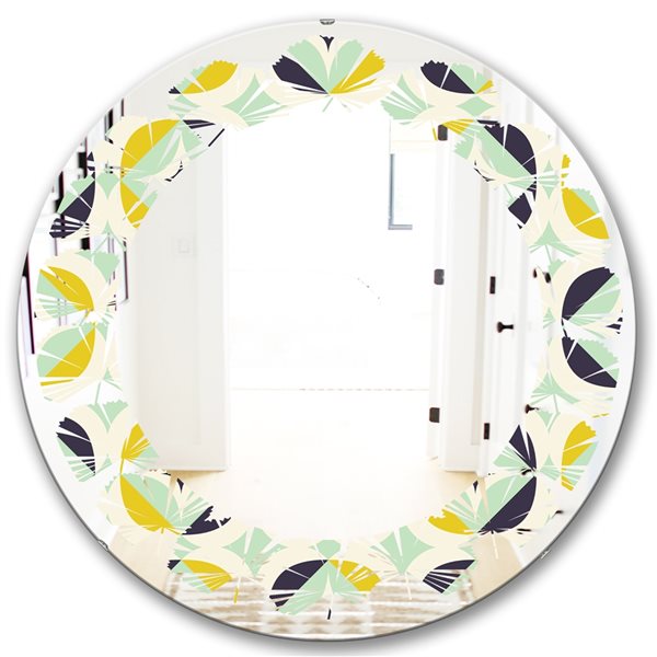 Designart 24-in x 24-in Diamond Retro V Modern Round Wall Mirror ...