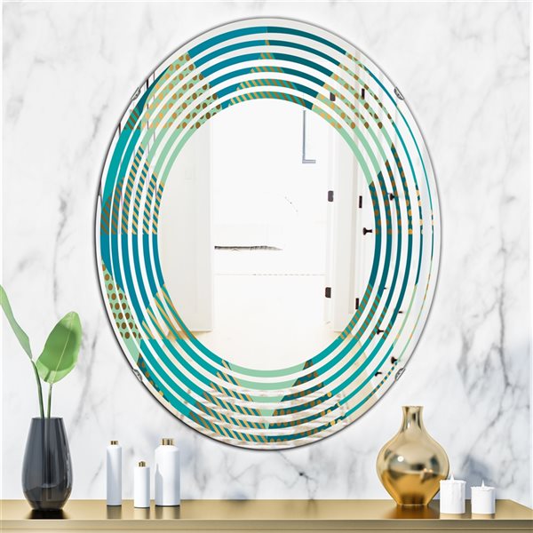 Designart 31.5-in x 23.7-in Luxury Retro Drops I Modern Oval Mirror
