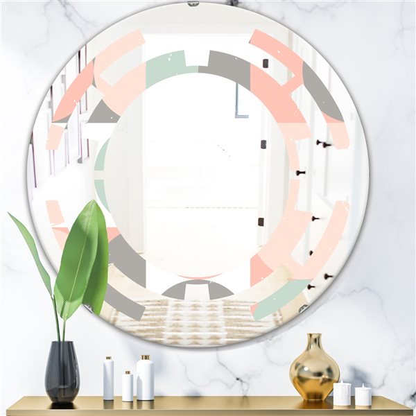 Designart 24-in x 24-in Retro Pastel Circular Pattern II Round Wall Mirror