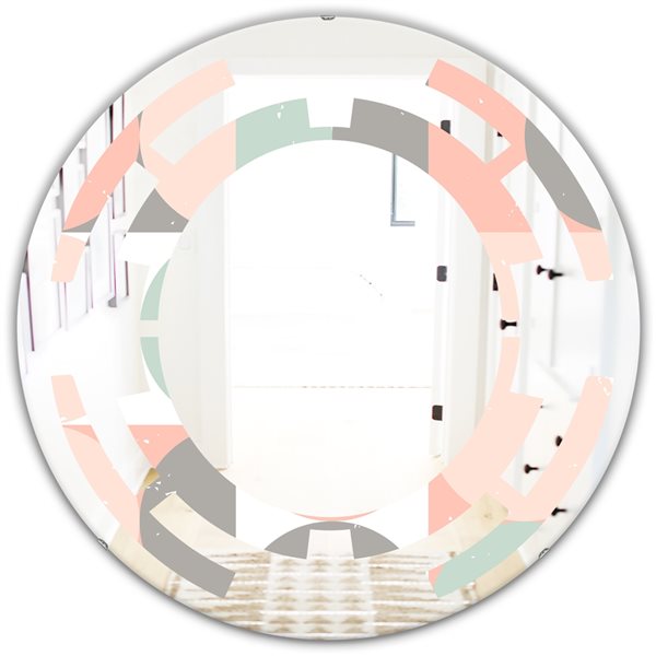 Designart 24-in x 24-in Retro Pastel Circular Pattern II Round Wall Mirror