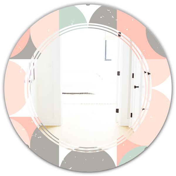 Designart 24-in Retro Pastel Circular Pattern II Modern Round Mirror