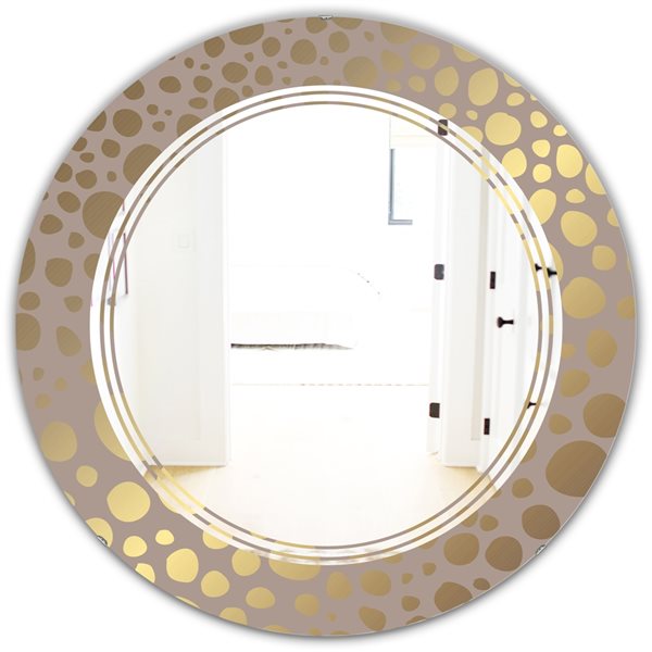 Designart 24-in Golden Marble Design III Round Wall Mirror MIR24202-C4 ...