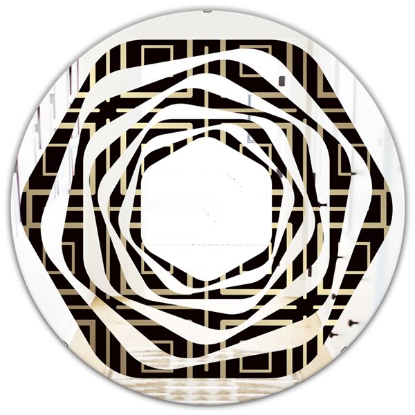Designart 24-in Golden Luxury Metallic Geometrics XII Modern Round Wall ...