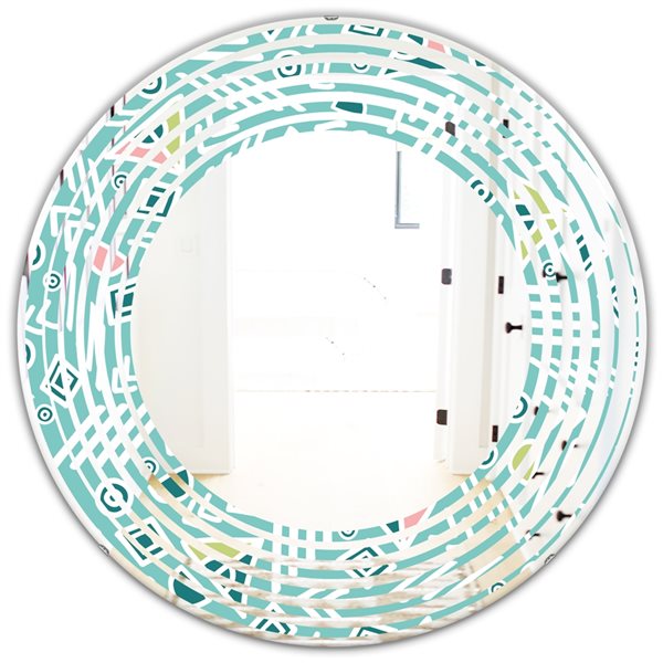 Designart 24-in x 24-in Pastel Tribal Retro Pattern - Round Wall Mirror