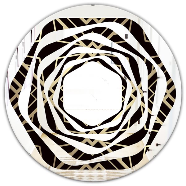 Designart 24-in Gold And Black Art Deco Pattern Modern Round Wall ...